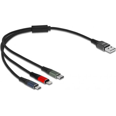DeLOCK 87236 USB-Kabel - 3-in-1, 0,3 m, Schwarz, Blau, Grün, Rot - USB Typ-A zu Micro-USB, Lightning, USB-C DeLOCK 87236 USB-Kabel - 3-in-1, 0,3 m, Schwarz, Blau, Grün, Rot - USB Typ-A zu Micro-USB, Lightning, USB-C