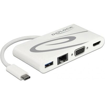 DeLOCK 87731 Laptop Dock - USB 3.2, HDMI, VGA, RJ-45 - Grau/Weiß DeLOCK 87731 Laptop Dock - USB 3.2, HDMI, VGA, RJ-45 - Grau/Weiß