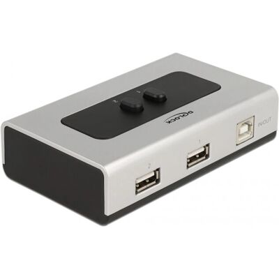 Interrupteur USB 2.0 bidirectionnel DeLOCK - 2 Ports, Noir/Argent - Publicité Interrupteur USB 2.0 bidirectionnel DeLOCK - 2 Ports, Noir/Argent - Publicité