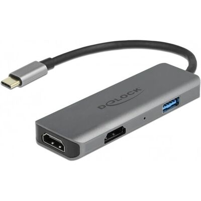 DeLOCK 87780 Laptop Docking Station - Grau - Unterstützt 4K UHD, Dual HDMI, USB-C DeLOCK 87780 Laptop Docking Station - Grau - Unterstützt 4K UHD, Dual HDMI, USB-C