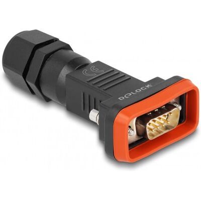 DeLock Adapter D-Sub HD 9 Pin Stecker mit Gehäuse IP67 wasserfest (DB9M, 4.10 cm), Data + Video Adapter, Orange, Schwarz DeLock Adapter D-Sub HD 9 Pin Stecker mit Gehäuse IP67 wasserfest (DB9M, 4.10 cm), Data + Video Adapter, Orange, Schwarz