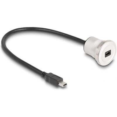 DeLOCK Mini-USB Kabel - 0,3 m - Schwarz/Silber - Panelmontage - USB 2.0 DeLOCK Mini-USB Kabel - 0,3 m - Schwarz/Silber - Panelmontage - USB 2.0