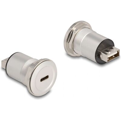 DeLOCK USB 2.0 Typ-C zu Typ-A Panelmontage-Adapter - Robustes Aluminium DeLOCK USB 2.0 Typ-C zu Typ-A Panelmontage-Adapter - Robustes Aluminium