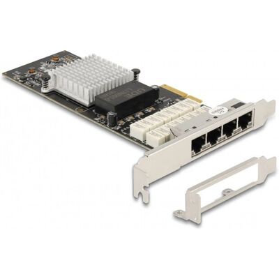 DeLock 88610 Netzwerkkarte - PCIe x4, 4 x RJ45 Gigabit LAN, Silber DeLock 88610 Netzwerkkarte - PCIe x4, 4 x RJ45 Gigabit LAN, Silber