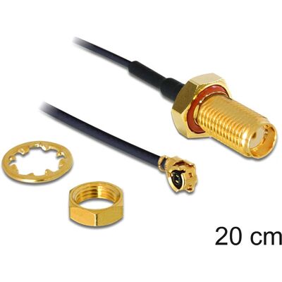 Câble coaxial DeLOCK 88747 - Adaptateur étanche SMA à MHF IPEX - 0,2m Noir - Publicité Câble coaxial DeLOCK 88747 - Adaptateur étanche SMA à MHF IPEX - 0,2m Noir - Publicité