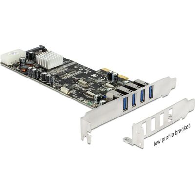 Tarjeta de interfaz PCIe USB 3.0 DeLOCK 89365 - Cuatro puertos externos Tarjeta de interfaz PCIe USB 3.0 DeLOCK 89365 - Cuatro puertos externos