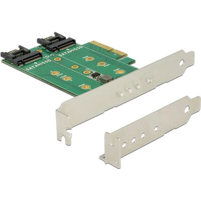 DeLOCK 89518 PCIe M.2 SATA Adapter - Understøtter 3 Spor DeLOCK 89518 PCIe M.2 SATA Adapter - Understøtter 3 Spor
