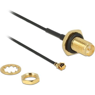 Cavo coassiale DeLOCK 89584 - Nero - 10cm - RF-SMA, MHF Cavo coassiale DeLOCK 89584 - Nero - 10cm - RF-SMA, MHF