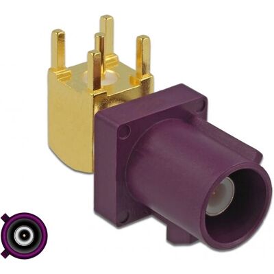Connecteur coaxial DeLOCK 89775 - 90° PCB, Or, Violet - Publicité Connecteur coaxial DeLOCK 89775 - 90° PCB, Or, Violet - Publicité