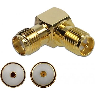Connettore antenna a 90° SMA RP-SMA dorato - Adattatore cavo Connettore antenna a 90° SMA RP-SMA dorato - Adattatore cavo