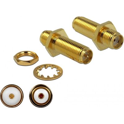 Connettore coassiale DeLOCK 89969 SMA femmina a RP-SMA femmina - Montaggio a pannello Connettore coassiale DeLOCK 89969 SMA femmina a RP-SMA femmina - Montaggio a pannello
