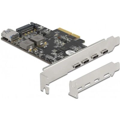 Delock PCIe USB 3.2 Gen 2-kaart - 4x USB-C + 1x USB-A Laag Profiel Delock PCIe USB 3.2 Gen 2-kaart - 4x USB-C + 1x USB-A Laag Profiel