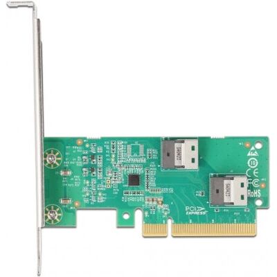 DeLOCK 90076 PCIe 4.0 x8 2x NVMe M.2 Alacsony Profilú - Kátya DeLOCK 90076 PCIe 4.0 x8 2x NVMe M.2 Alacsony Profilú - Kátya