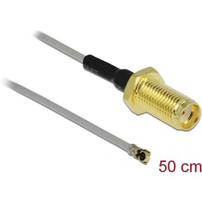 Cable coaxial DeLOCK 90399 - 50cm - Gris - Conector SMA hembra - MHF4 macho Cable coaxial DeLOCK 90399 - 50cm - Gris - Conector SMA hembra - MHF4 macho