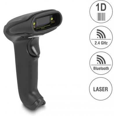 Escáner de códigos de barras Delock 1D láser inalámbrico - Mano, Negro Escáner de códigos de barras Delock 1D láser inalámbrico - Mano, Negro