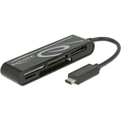 DeLOCK 91739 Kortlæser - USB-C, 5 porte, Sort DeLOCK 91739 Kortlæser - USB-C, 5 porte, Sort