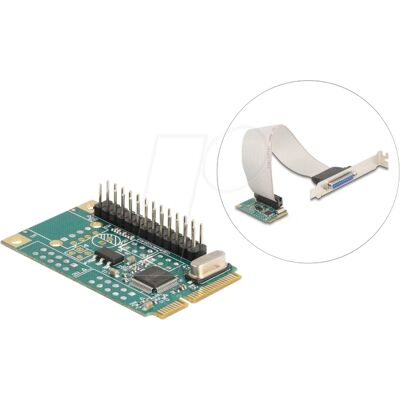 Adaptador paralelo Mini PCIe Delock - PCIe 1.2 tamaño completo - IEEE 1284 Adaptador paralelo Mini PCIe Delock - PCIe 1.2 tamaño completo - IEEE 1284