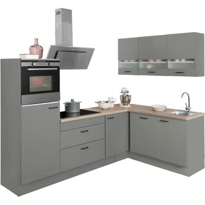 OPTIFIT Elga Winkelküche Komplettset - Grau & Holzoptik OPTIFIT Elga Winkelküche Komplettset - Grau & Holzoptik