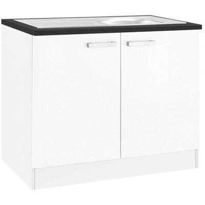 OPTIFIT Odense Weiß Spülenschrank - 100cm, 2 Türen, Melamin OPTIFIT Odense Weiß Spülenschrank - 100cm, 2 Türen, Melamin