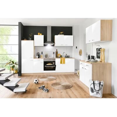 OPTIFIT Parare Unterschrank - Weiß Hochglanz, Eichefarben, 100cm OPTIFIT Parare Unterschrank - Weiß Hochglanz, Eichefarben, 100cm