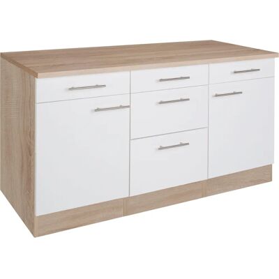 OPTIFIT Kalmar Unterschrank - Holzoptik, Weiß, 150cm OPTIFIT Kalmar Unterschrank - Holzoptik, Weiß, 150cm