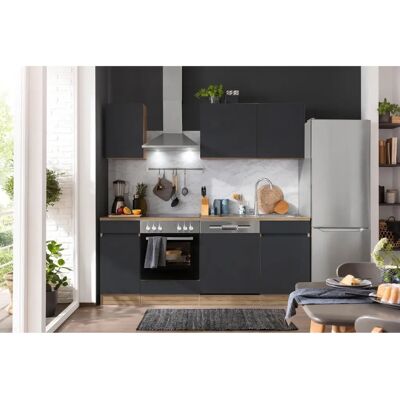 OPTIFIT Roth Küchenzeile - Komplett, 210cm, anthrazit, holzarbeitsplatte OPTIFIT Roth Küchenzeile - Komplett, 210cm, anthrazit, holzarbeitsplatte