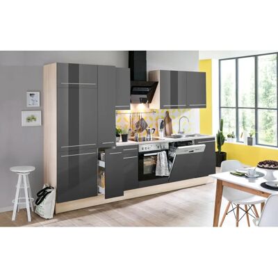 OPTIFIT Bern Küchenzeile - Hochglanz Grau, 300x60cm - Komplett OPTIFIT Bern Küchenzeile - Hochglanz Grau, 300x60cm - Komplett
