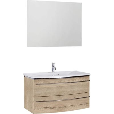 MARLIN 3040 Badezimmermöbel-Set - 90cm, Braun Eiche Struktur MARLIN 3040 Badezimmermöbel-Set - 90cm, Braun Eiche Struktur