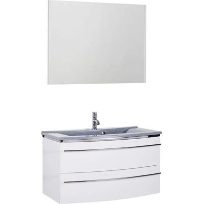 MARLIN 3040 Badezimmermöbel-Set - 90cm, Weiß & Granit Grau MARLIN 3040 Badezimmermöbel-Set - 90cm, Weiß & Granit Grau
