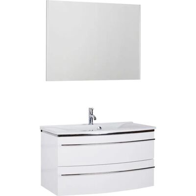 MARLIN 3040 Badezimmer-Set - 90cm, Weiß Glanz - Badmöbel MARLIN 3040 Badezimmer-Set - 90cm, Weiß Glanz - Badmöbel