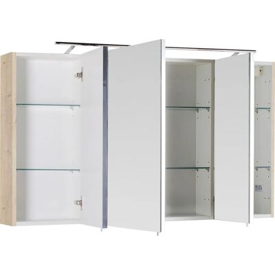 Marlin 3040 Weiß Eiche Spiegel Schrank - Badmöbel Marlin 3040 Weiß Eiche Spiegel Schrank - Badmöbel