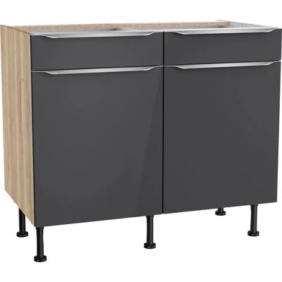 OPTIFIT Aken Küchenunterschrank - Hochglanz anthrazit/wildeiche - 100x87x58.4cm OPTIFIT Aken Küchenunterschrank - Hochglanz anthrazit/wildeiche - 100x87x58.4cm
