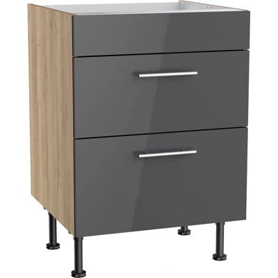 Herdumbauschrank Klara - OPTIFIT - Schwarz & Eiche Herdumbauschrank Klara - OPTIFIT - Schwarz & Eiche