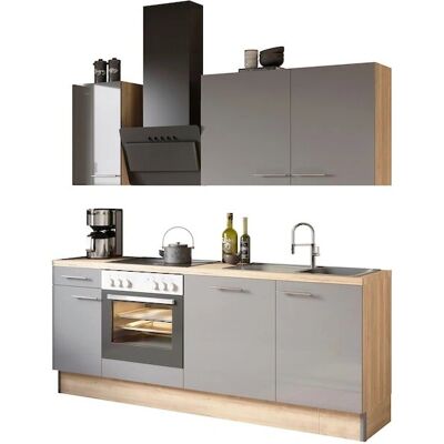 OPTIFIT Klara - Holz & Grau Komplettküche OPTIFIT Klara - Holz & Grau Komplettküche