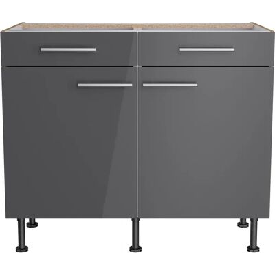 OPTIFIT Klara Küchenschrank - 100cm Breite, 2 Türen, Anthrazit/Wildeiche OPTIFIT Klara Küchenschrank - 100cm Breite, 2 Türen, Anthrazit/Wildeiche