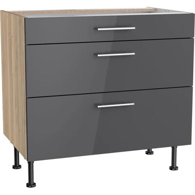 OPTIFIT Klara Unterschrank - 90cm breit, Schwarz & Eiche - Unterschrank OPTIFIT Klara Unterschrank - 90cm breit, Schwarz & Eiche - Unterschrank