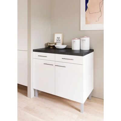 OPTIFIT Weißer Unterschrank - 2 Türen & 2 Schubladen - 100x60x90cm - Lilly-Serie OPTIFIT Weißer Unterschrank - 2 Türen & 2 Schubladen - 100x60x90cm - Lilly-Serie