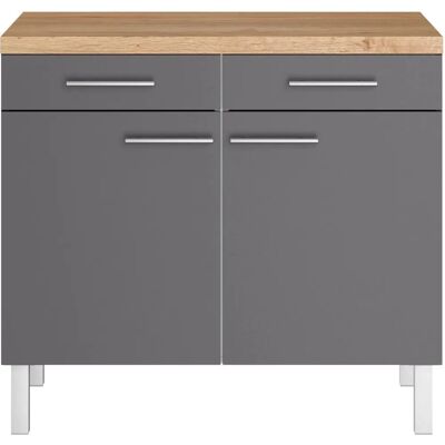OPTIFIT Unterschrank - Anthrazit Matt / Wildeiche - 2 Türen, 2 Schubladen - Made in Germany OPTIFIT Unterschrank - Anthrazit Matt / Wildeiche - 2 Türen, 2 Schubladen - Made in Germany