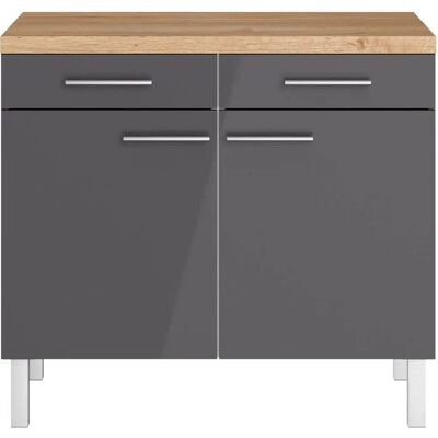 OPTIFIT Unterschrank - 100 x 90 x 60 cm - Schwarz & Wildeiche OPTIFIT Unterschrank - 100 x 90 x 60 cm - Schwarz & Wildeiche