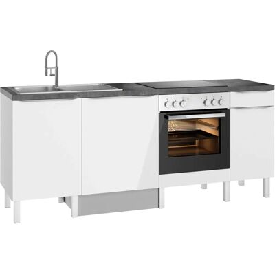 OPTIFIT Lilly2 Küchenset - Weiß, Edelstahlspüle, 210cm OPTIFIT Lilly2 Küchenset - Weiß, Edelstahlspüle, 210cm