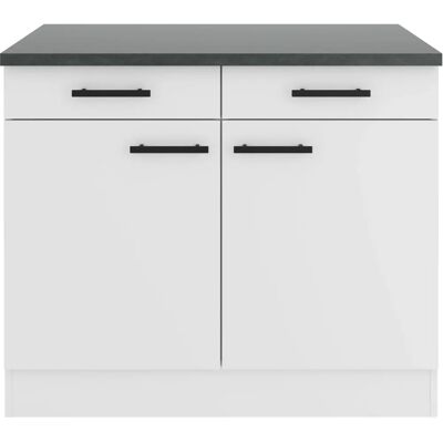 OPTIFIT Palma Unterschrank - 2 Türen, 2 Schubladen - Weiß/Anthrazit - 100cm OPTIFIT Palma Unterschrank - 2 Türen, 2 Schubladen - Weiß/Anthrazit - 100cm