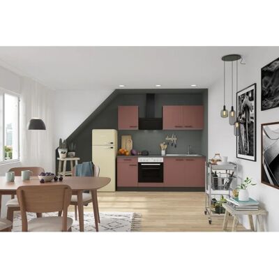 OPTIFIT Palma Küchenzeile - 210cm breit, 60cm tief, rot & anthrazit OPTIFIT Palma Küchenzeile - 210cm breit, 60cm tief, rot & anthrazit