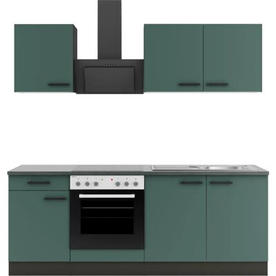 OPTIFIT Palma Küchenzeile - Komplett, Grün, 210x60cm - Küchen-Set OPTIFIT Palma Küchenzeile - Komplett, Grün, 210x60cm - Küchen-Set