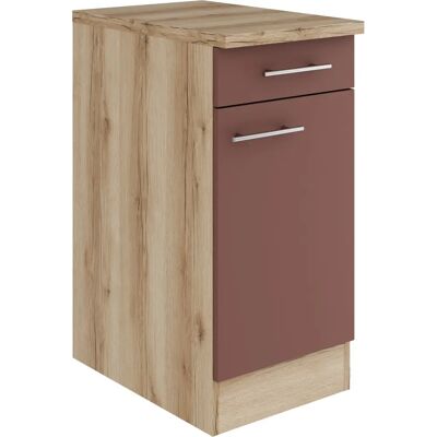 Optifit Bella Unterschrank - 40cm Breite, 84,8cm Hoch, 60cm Tiefe - Rostrot & Wildeiche Optifit Bella Unterschrank - 40cm Breite, 84,8cm Hoch, 60cm Tiefe - Rostrot & Wildeiche