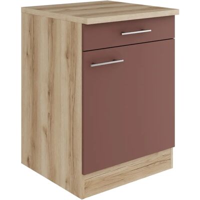 OPTIFIT Bella Unterschrank - 1 Tür, 60x84.8x60 cm - Rot, Wildeiche, Spanplatte OPTIFIT Bella Unterschrank - 1 Tür, 60x84.8x60 cm - Rot, Wildeiche, Spanplatte