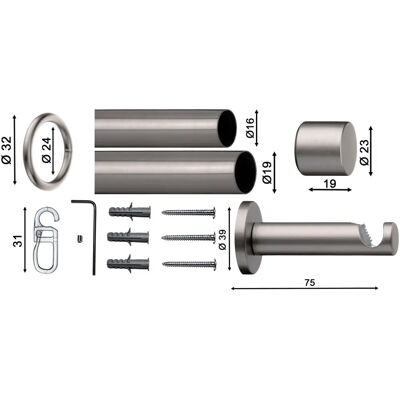 INDEKO Andrax Gardinenstange 130-240cm Grau INDEKO Andrax Gardinenstange 130-240cm Grau