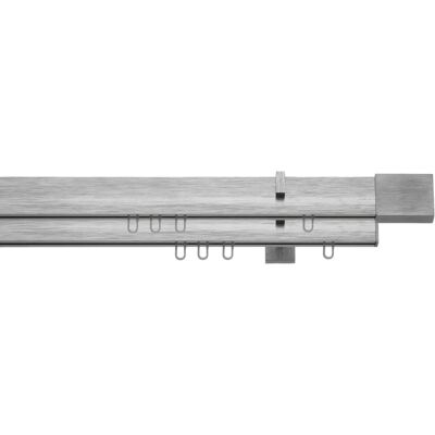 Indeko Inline Gardinenstange - 120cm 2-läufig Aluminium Silber Indeko Inline Gardinenstange - 120cm 2-läufig Aluminium Silber