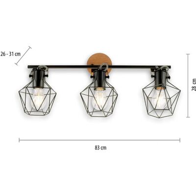 Luminaire en Bois LEUCHTEN DIREKT JARO 3 Flammes - Éclairage Intérieur - Publicité Luminaire en Bois LEUCHTEN DIREKT JARO 3 Flammes - Éclairage Intérieur - Publicité