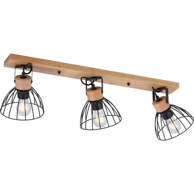 Leuchten Direkt LAMI Wand- & Deckenleuchte - 3-Flammig, Schwarz & Holz Leuchten Direkt LAMI Wand- & Deckenleuchte - 3-Flammig, Schwarz & Holz