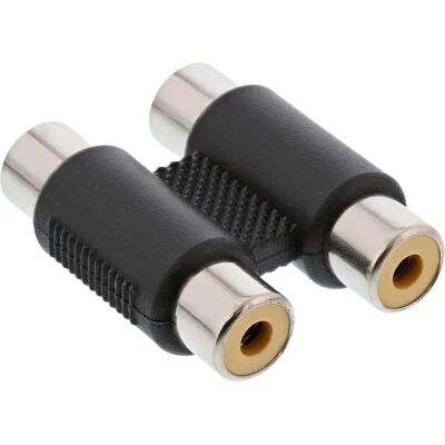 Adapter kablowy InLine 99318 - 2xRCA męski do żeńskiego, czarny, srebrny Adapter kablowy InLine 99318 - 2xRCA męski do żeńskiego, czarny, srebrny